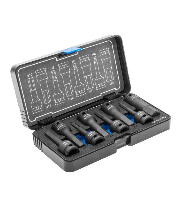 HOEGERT Set udarnih natičnih ključev Hex, 1/2″, CrMo HT6R004