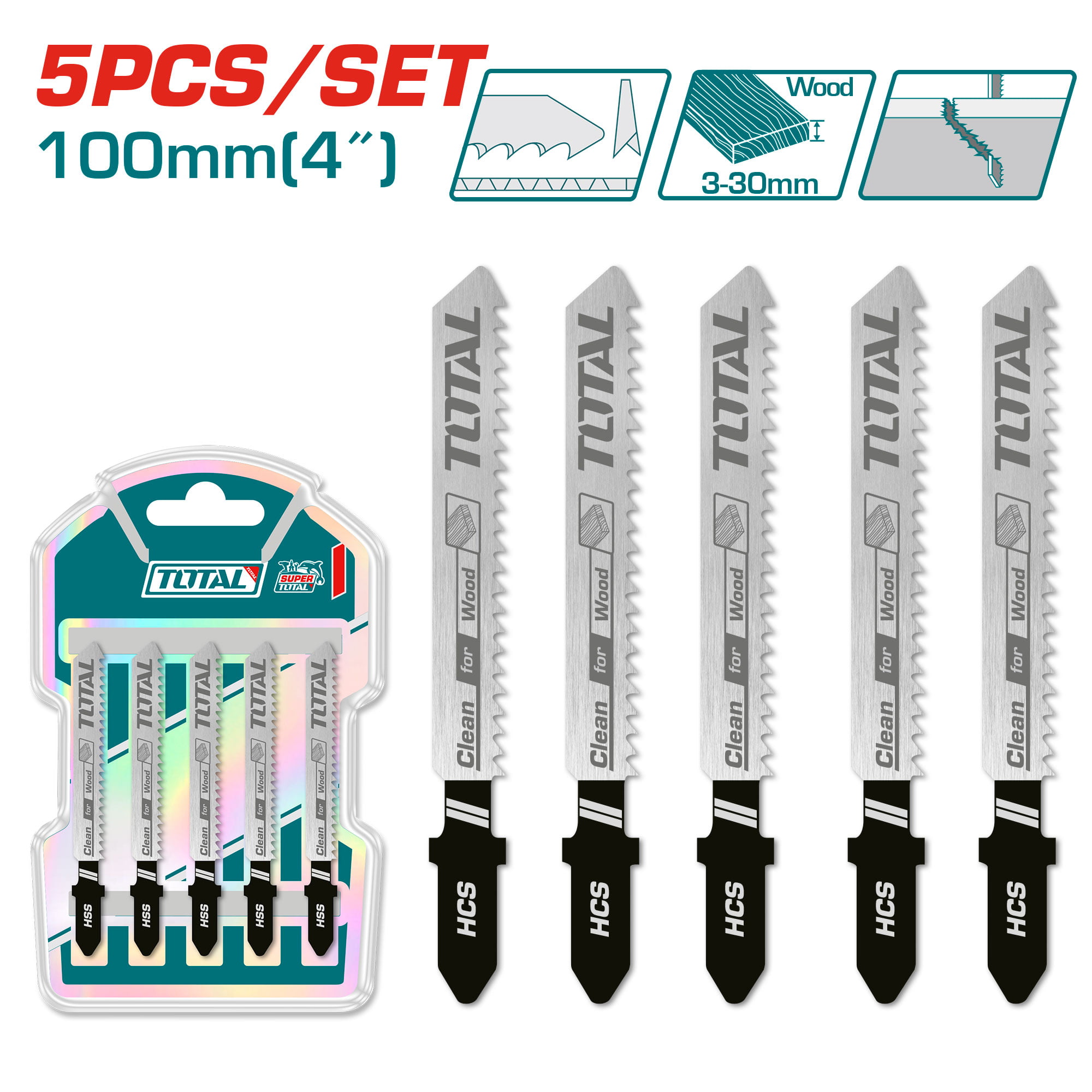 5-delni set listov za vbodno žago za les 100 mm (TAC51101B)