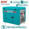 3-fazni tihi dizelski generator 8kW, 25L/9KM/9ur/3000rpm (TP280003)