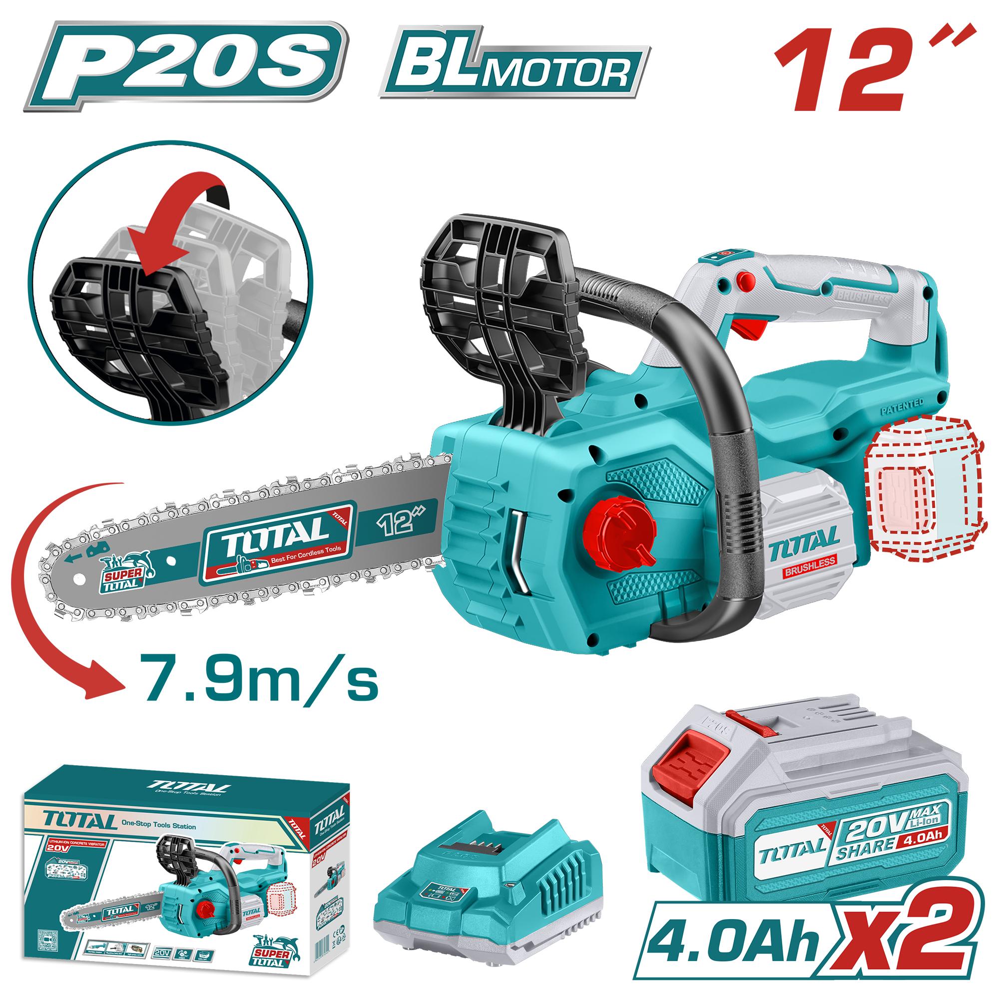 Akumulatorska verižna žaga 20V/7,9m/s/ 300mm/P20S/ INDUSTRIAL (SET Baterija 2x4Ah, Polnilec) (TGSLI201286)