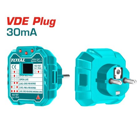 Tester vtičnic VDE / 30mA  (TESST30002)